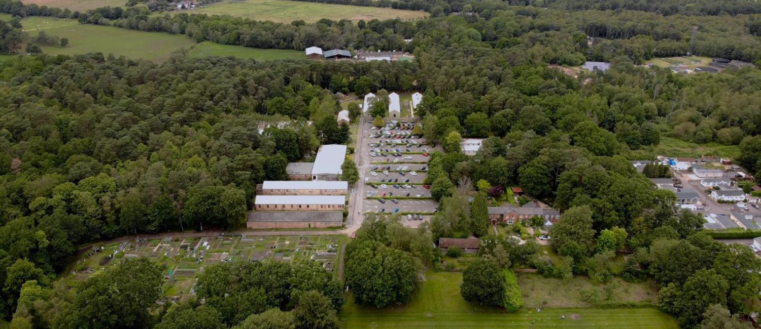 Aerial view of Pinewood site