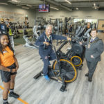 Wokingham Borough Councillor Parry Batth tries an exercise bike in the new Bulmershe gym