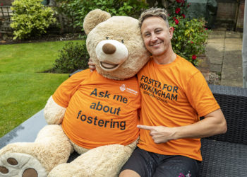 Strictly Come Dancing star Ian Waite and a large teddy bear