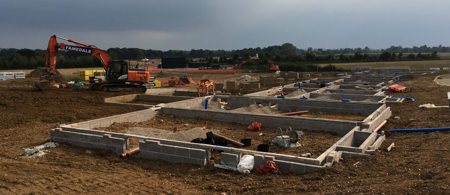 foundations being built in a field